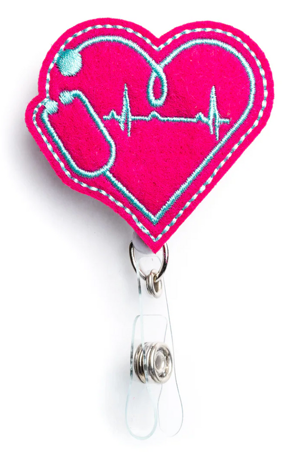 Badge Reel Holder -EKG Heart