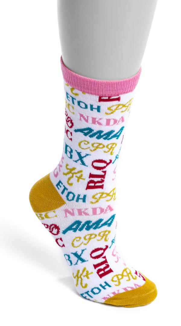 Medical Abbreviations Crew Socks