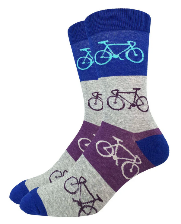 Men's Grey & Blue Bicycles Crew Sock