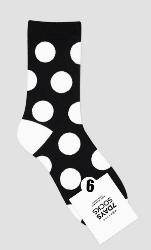 Women's Big Dot Crew Socks -Black