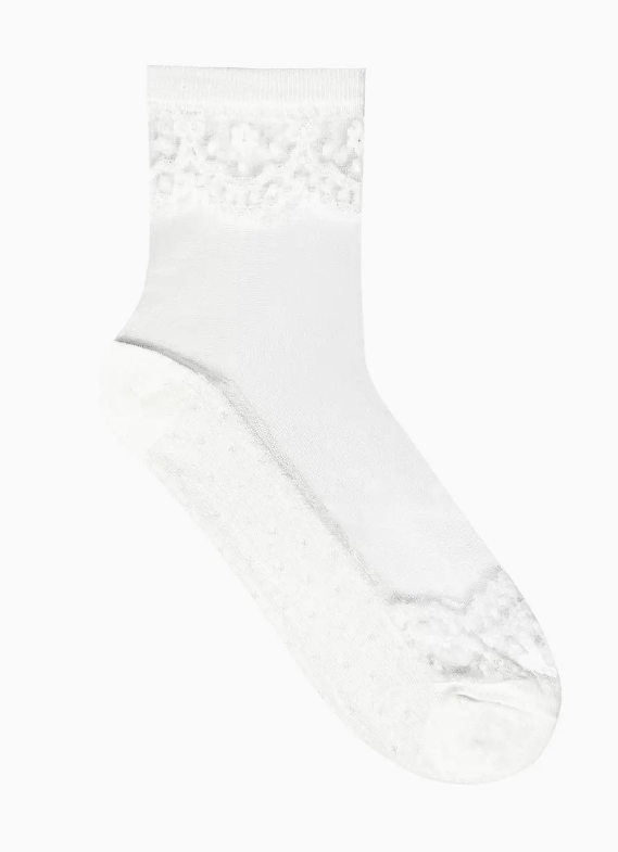 Women's Antique See Though Ankle Socks -White