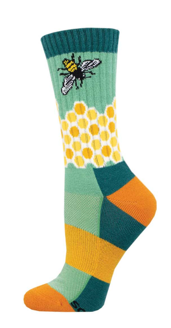 Women's Marino Wool Home Sweet Honeycomb Crew Sock - Seafoam