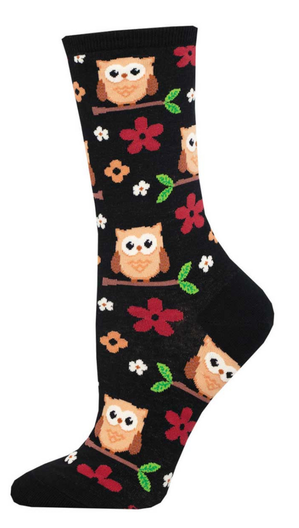 Women's Night Owl Crew Sock - Black