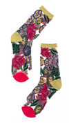Festive Floral Sheer Crew Sock