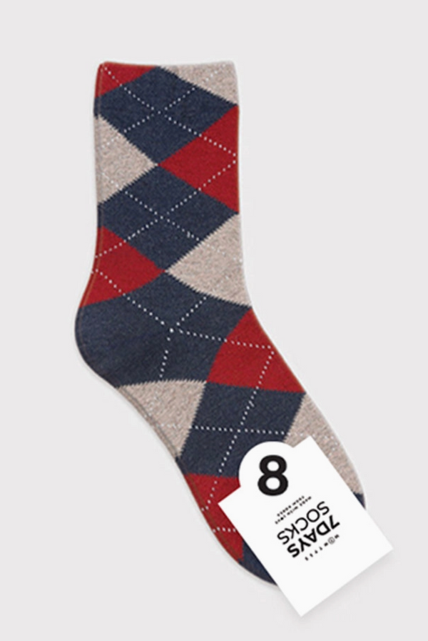 Women's Argyle X Argyle Crew Socks -Red