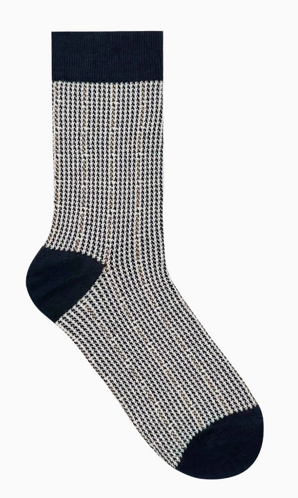 Men's Houndtooth Crew Socks -Brown