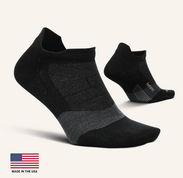 Feetures Merino 10 Ultra Light No Show Tab -Black -Large