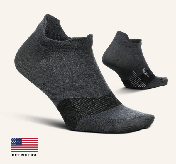 Feetures Merino 10 Ultra Light No Show Tab -Gray -Large