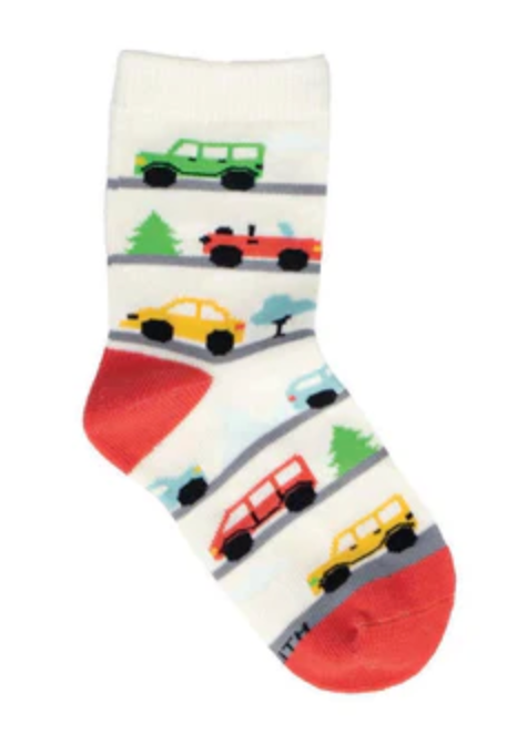 Kid's Beep, Beep, Vroom Crew Socks Navy -2-4 Years