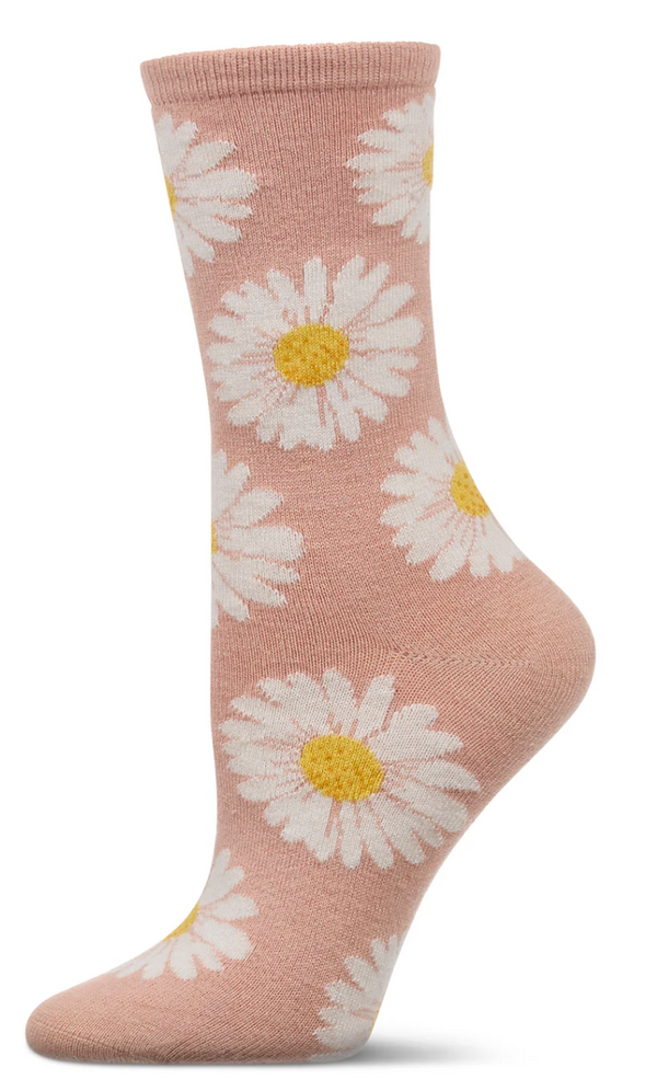 Women's Cashmere Daisies Crew Socks - Blush