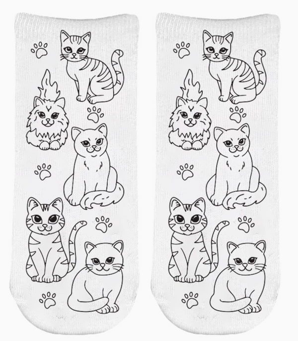 Coloring Socks -Feline Friends