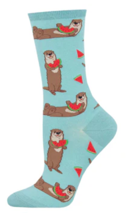 Women's Ottermelon Crew Sock -Sky Blue