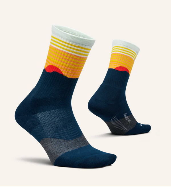 Feetures Trail Mini Crew Sock -Table Rock -Navy -Extra Large