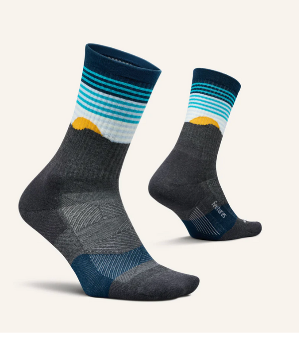 Feetures Max Cushion Trail Mini Crew Sock -Table Rock -Grey -Medium