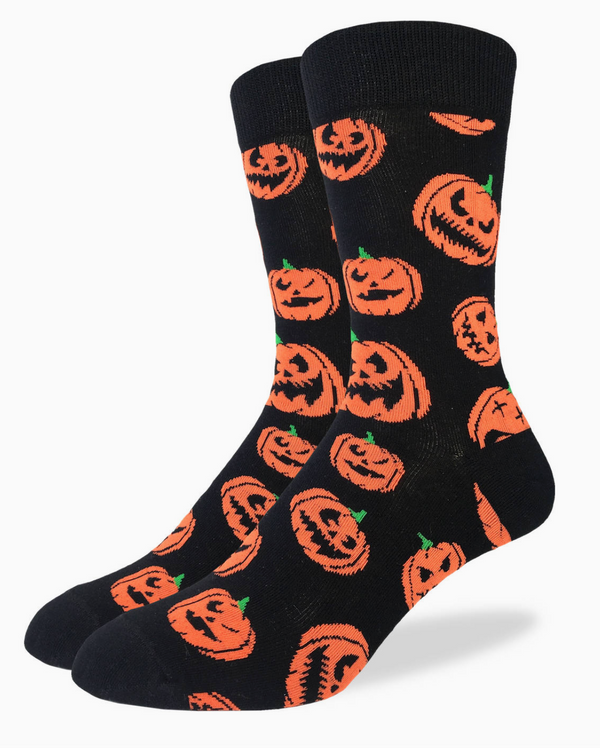 Men's King Size Halloween Pumpkins Crew Sock