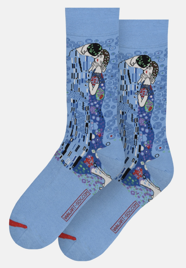 Art Socks -Gustav Klimt -The Kiss -Blue -Medium