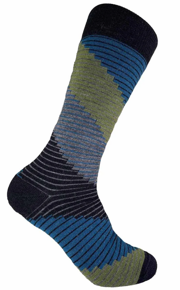 Shupaca Tetris Alpaca Crew Socks - Everglade -Medium