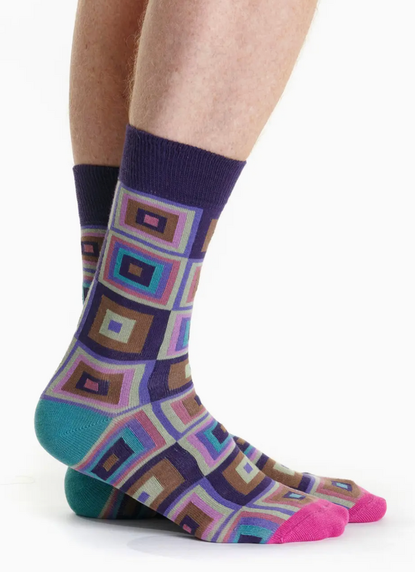 Men's Purple Checkered Crew Sock