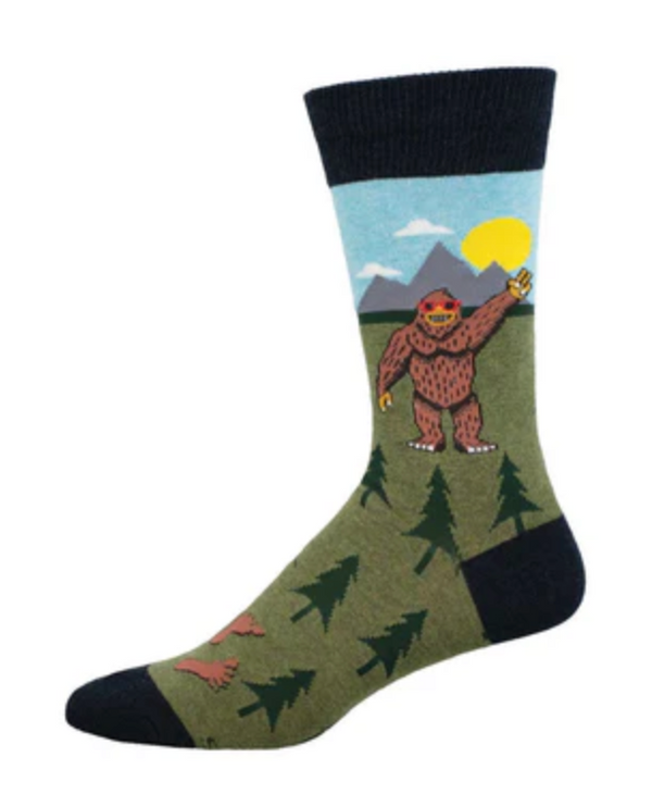 Men's Peace Out Bigfoot Crew Socks - Green Heather