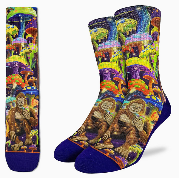 Men's Bigfoot Eating Mushrooms Crew Socks