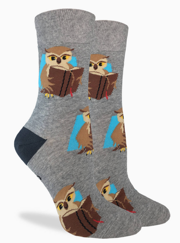 Women's Book Owl Crew Socks