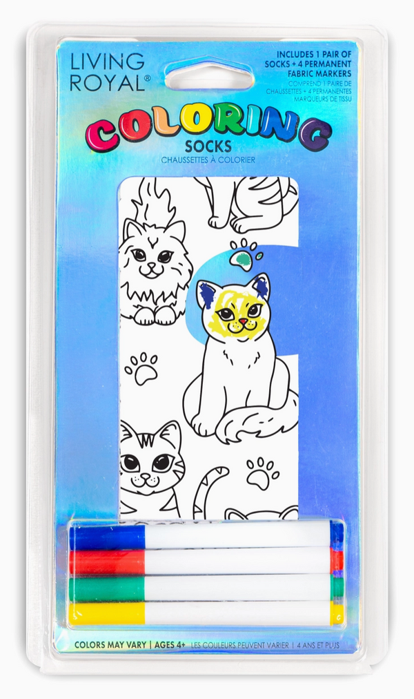Coloring Socks -Feline Friends