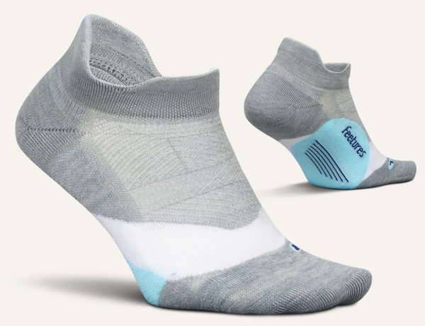 Feetures Elite Max Cushion No Show Tab -Gray Sky -Large