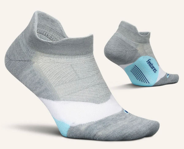 Feetures Elite Max Cushion No Show Tab -Gray Sky -Medium
