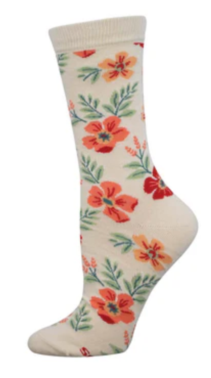 Women's Bamboo Wild Flowers Crew Sock