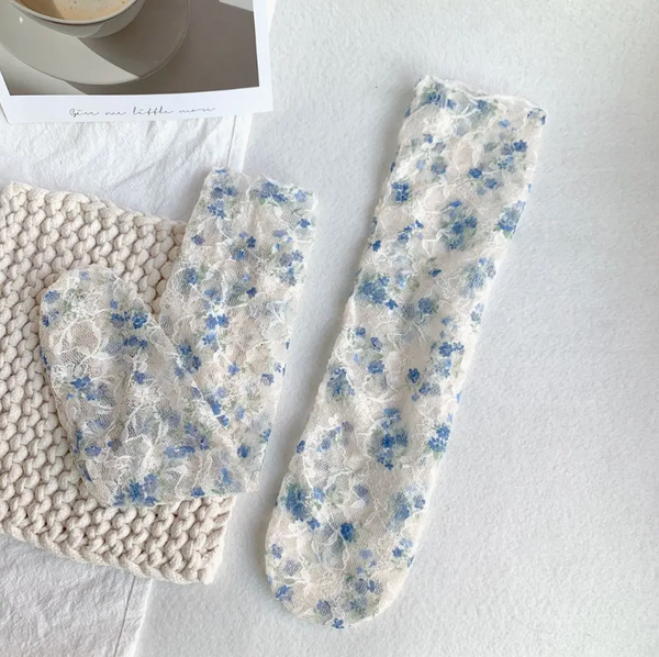 Garden Series Lace Loose Socks - Green