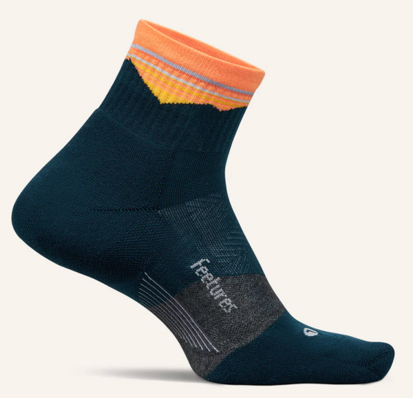 Feetures Trail Max Cushion Quarter Sock -Blue Ridge Navy -Extra Large