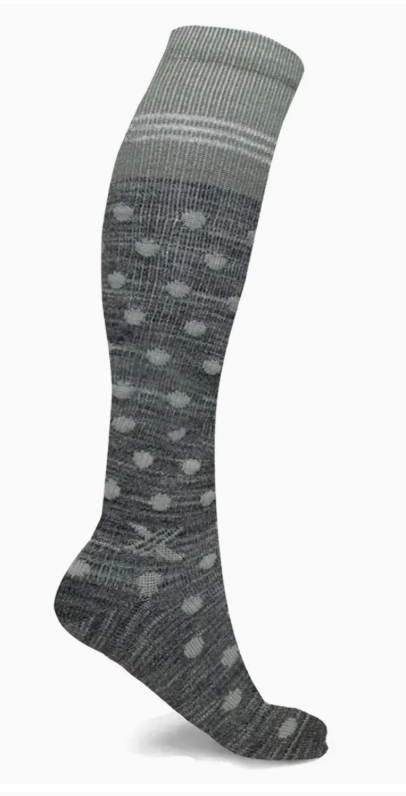 Compression Sock Polka Dots Merino Wool - Gray Large/Extra Large