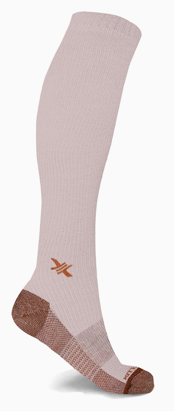 Compression Sock Copper Infused Anti-Fatigue -White - Small/Medium
