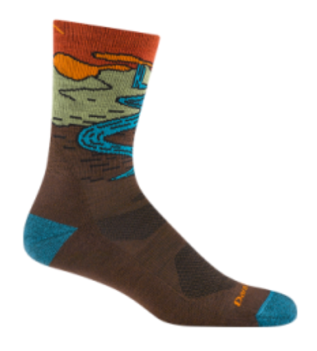 DT -Chasing Waterfalls Micro Crew Lightweight Hiking Sock -Earth -Large
