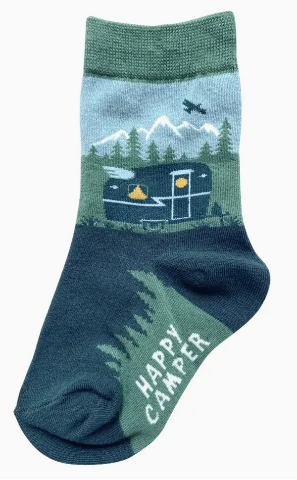 Youth Happy Camper Crew Sock -Size 12-5Y