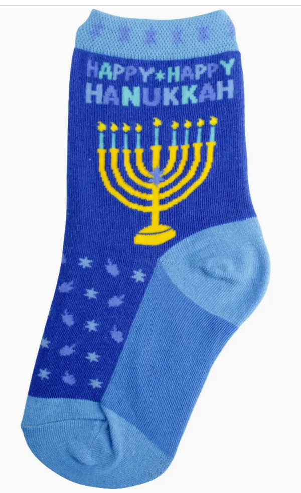Youth Happy Hanukkah Crew Sock -Size 12-5Y