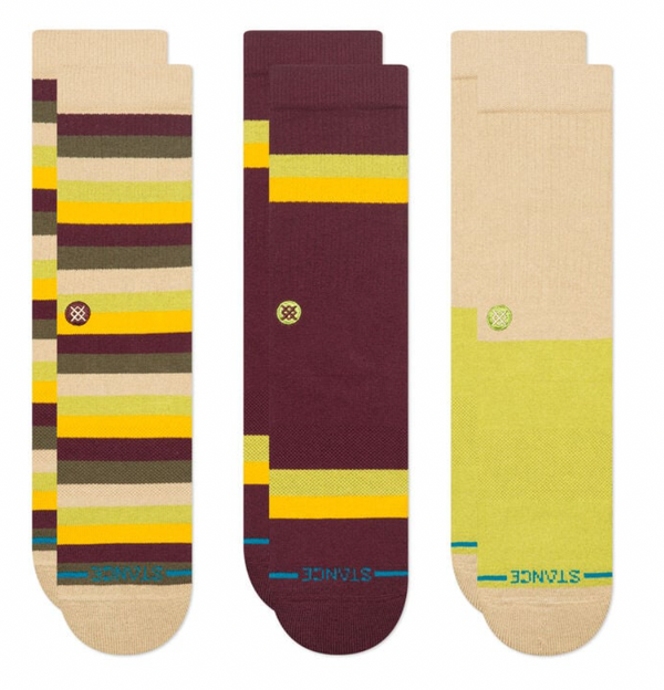 Men's Stance 3 Pack Upstate Crew Socks -Green -Large