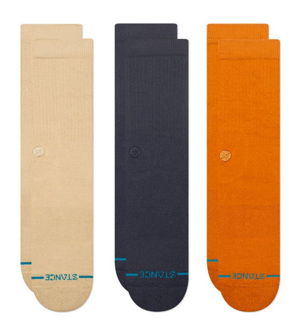 Men's Stance 3 Pack Icon Crew Socks -Sand-Large