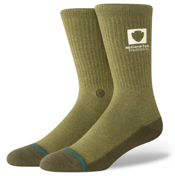 Men's Stance National Park Crew Sock -Military Green -Large