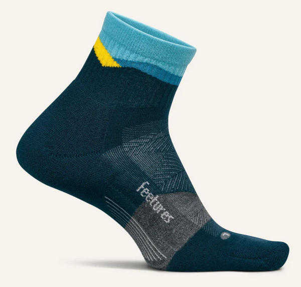 Feetures Trail Max Cushion Quarter Sock -Mountain High Blue -XLarge