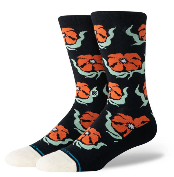 Men's Stance Broadcast Floral Crew Sock -Black -Large