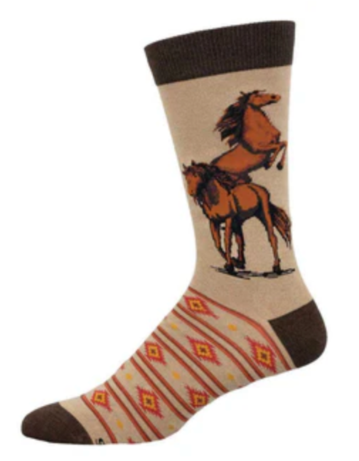 Men's Bamboo Wild, Wild, Horses Crew Socks