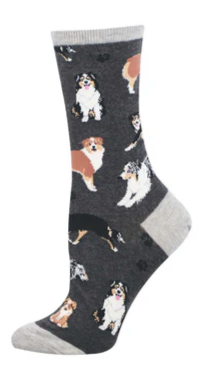 Women's Aussies Crew Socks - Charcoal Heather