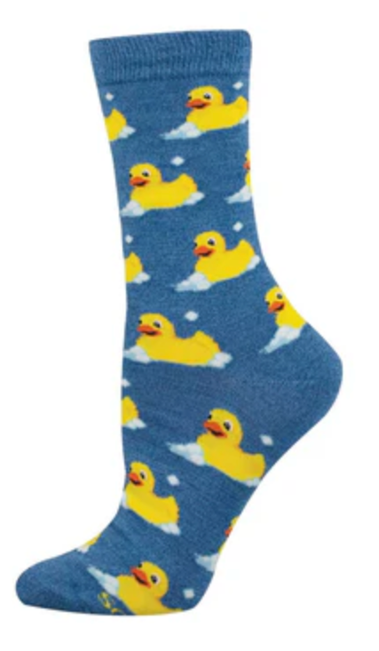 Women's Bamboo Bubble Up, Rubber Duck Crew Socks