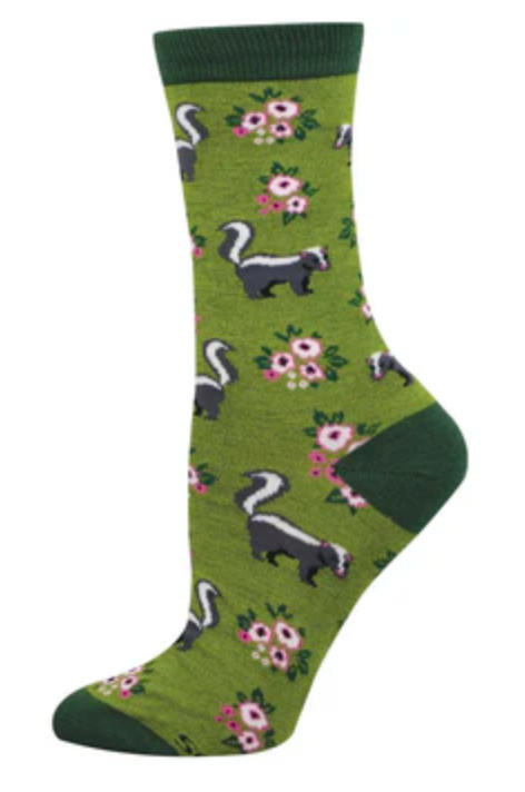 Women's Bamboo Love You Stinky Crew Socks - Green Heather