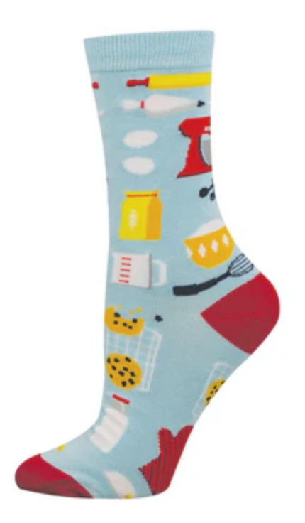 Women's Bamboo Bake It Till You Make It Crew Socks - Blue