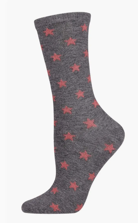 Women's Cashmere Fallen Stars Crew Socks -Grey Heather*