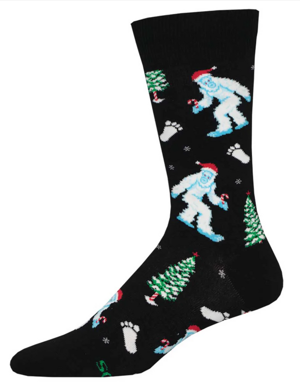 Men's Is It Christmas Yeti Crew Sock Black