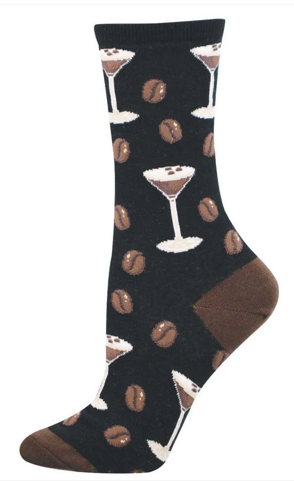 Women's Espresso Martini Crew Sock - Black