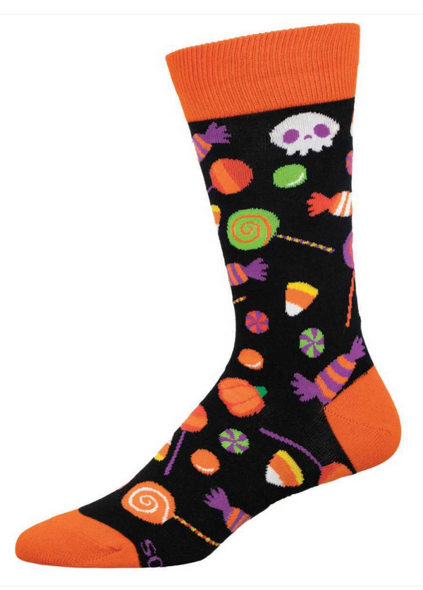 Men's Halloween Candy Crew Sock -Black